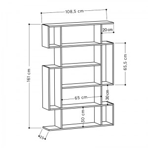 meg-GP037-0031,1-2 ΒΙΒΛΙΟΘΗΚΗ ΜΕΛΑΜΙΝΗΣ RADOVAN MEGAPAP ΧΡΩΜΑ ΛΕΥΚΟ ΑΝΤΙΚΕ/ΓΚΡΙ ΡΕΤΡΟ 108X25X161ΕΚ.