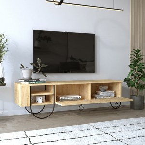 meg-GP037-0035,1-1 ΕΠΙΠΛΟ ΤΗΛΕΟΡΑΣΗΣ GIOVANNI MEGAPAP ΑΠΟ ΜΕΛΑΜΙΝΗ ΧΡΩΜΑ ΦΥΣΙΚΟ ΟΞΙΑΣ 151X35X43ΕΚ.