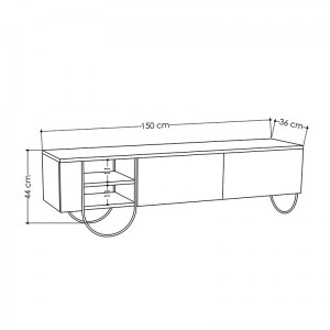 meg-GP037-0035,2-3 ΕΠΙΠΛΟ ΤΗΛΕΟΡΑΣΗΣ GIOVANNI MEGAPAP ΑΠΟ ΜΕΛΑΜΙΝΗ ΧΡΩΜΑ ΛΕΥΚΟ 151X35X43ΕΚ.