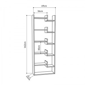 meg-GP037-0036,1-2 ΒΙΒΛΙΟΘΗΚΗ ΜΕΛΑΜΙΝΗΣ HELMUT MEGAPAP ΧΡΩΜΑ ΦΥΣΙΚΟ ΟΞΙΑΣ/ΑΝΘΡΑΚΙ 60X22X162ΕΚ.