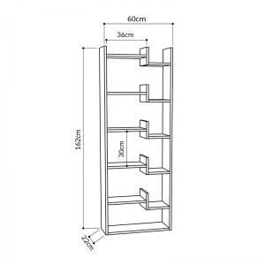 meg-GP037-0036,3-2 ΒΙΒΛΙΟΘΗΚΗ ΜΕΛΑΜΙΝΗΣ OPPA MEGAPAP ΧΡΩΜΑ ΑΝΘΡΑΚΙ - ΛΕΥΚΟ 60X22X162ΕΚ.