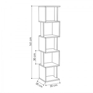 meg-GP037-0039,1-2 ΒΙΒΛΙΟΘΗΚΗ ΜΕΛΑΜΙΝΗΣ RAYMOND MEGAPAP ΧΡΩΜΑ ΦΥΣΙΚΟ ΟΞΙΑΣ/ΑΝΘΡΑΚΙ 35X30X161ΕΚ.