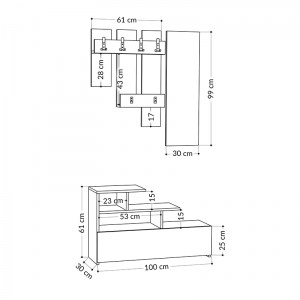 meg-GP037-0043,5-5 ΕΠΙΠΛΟ ΕΙΣΟΔΟΥ VESTY MEGAPAP ΧΡΩΜΑ ΓΚΡΙ ΡΕΤΡΟ 100X30X61ΕΚ.