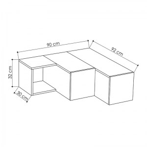 meg-GP037-0056,1-3 ΕΠΙΠΛΟ ΤΗΛΕΟΡΑΣΗΣ ΓΩΝΙΑΚΟ COMPACT MEGAPAP ΜΕΛΑΜΙΝΗΣ ΧΡΩΜΑ ΑΝΘΡΑΚΙ - ΑΝΟΙΧΤΗ ΜΟΚΑ 94,2X90,6X31,4ΕΚ.