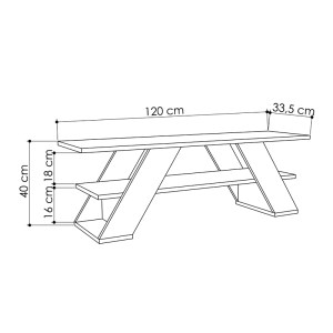 meg-GP037-0071,1-3 ΕΠΙΠΛΟ ΤΗΛΕΟΡΑΣΗΣ FARFALLA MEGAPAP ΑΠΟ ΜΕΛΑΜΙΝΗ ΧΡΩΜΑ ΛΕΥΚΟ ΑΝΤΙΚΕ 120X33,5X40ΕΚ.