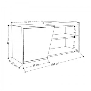 meg-GP037-0072,1-4 ΠΑΠΟΥΤΣΟΘΗΚΗ ΜΕΛΑΜΙΝΗΣ FIONA MEGAPAP ΧΡΩΜΑ ΛΕΥΚΟ - ΑΝΘΡΑΚΙ 104X37X47ΕΚ.