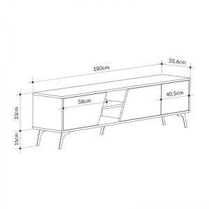 meg-GP037-0075,2-5 ΕΠΙΠΛΟ ΤΗΛΕΟΡΑΣΗΣ FIONA MEGAPAP ΑΠΟ ΜΕΛΑΜΙΝΗ ΧΡΩΜΑ ΦΥΣΙΚΟ ΟΞΙΑΣ - ΓΚΡΙ ΡΕΤΡΟ 180X35,6X48ΕΚ.