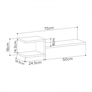 meg-GP037-0076,1-2 ΡΑΦΙΕΡΑ ΤΟΙΧΟΥ FORK MEGAPAP 2 ΤΕΜΑΧΙΩΝ ΑΠΟ ΜΕΛΑΜΙΝΗ ΧΡΩΜΑ ΑΝΘΡΑΚΙ 75X19,5X18ΕΚ.