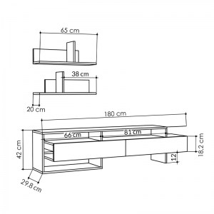 meg-GP037-0079,1-3 ΕΠΙΠΛΟ ΤΗΛΕΟΡΑΣΗΣ GARA MEGAPAP ΑΠΟ ΜΕΛΑΜΙΝΗ ΧΡΩΜΑ ΑΝΘΡΑΚΙ 180X29,8X42ΕΚ.
