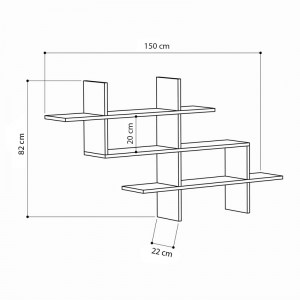 meg-GP037-0084,1-2 ΡΑΦΙΕΡΑ ΤΟΙΧΟΥ HALIC MEGAPAP ΜΕΛΑΜΙΝΗΣ ΧΡΩΜΑ ΑΝΘΡΑΚΙ 150X22X82ΕΚ.