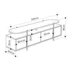 meg-GP037-0086,1-5 ΕΠΙΠΛΟ ΤΗΛΕΟΡΑΣΗΣ HANLEY MEGAPAP ΑΠΟ ΜΕΛΑΜΙΝΗ ΧΡΩΜΑ ΜΑΥΡΟ ΕΦΕ ΜΑΡΜΑΡΟΥ 160X35,6X48ΕΚ.