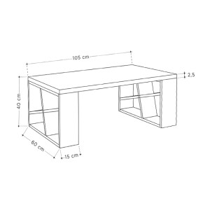 meg-GP037-0088,4-2 ΤΡΑΠΕΖΑΚΙ ΣΑΛΟΝΙΟΥ HONEY MEGAPAP ΜΕΛΑΜΙΝΗΣ ΧΡΩΜΑ ΦΥΣΙΚΟ ΟΞΙΑΣ - ΛΕΥΚΟ 105X60X40ΕΚ.