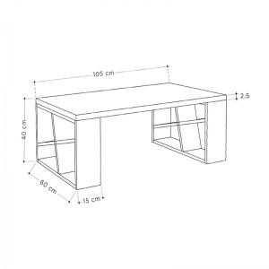 meg-GP037-0088,5-2 ΤΡΑΠΕΖΑΚΙ ΣΑΛΟΝΙΟΥ HONEY MEGAPAP ΜΕΛΑΜΙΝΗΣ ΧΡΩΜΑ ΓΚΡΙ ΡΕΤΡΟ - ΛΕΥΚΟ 105X60X40ΕΚ.