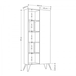 meg-GP037-0089,2-3 ΒΙΒΛΙΟΘΗΚΗ ΜΕΛΑΜΙΝΗΣ JEDDA MEGAPAP ΧΡΩΜΑ ΦΥΣΙΚΟ ΟΞΙΑΣ - ΑΝΘΡΑΚΙ 80,6X29,6X191ΕΚ.