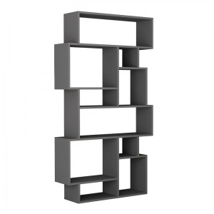 meg-GP037-0091,2-1 ΒΙΒΛΙΟΘΗΚΗ ΜΕΛΑΜΙΝΗΣ KARMATO MEGAPAP ΧΡΩΜΑ ΑΝΘΡΑΚΙ 96X25,5X168,5ΕΚ.