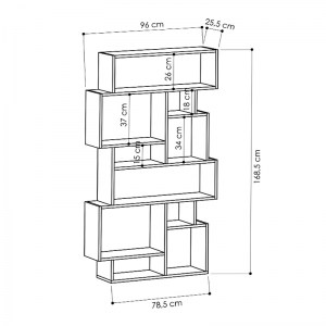 meg-GP037-0091,2-2 ΒΙΒΛΙΟΘΗΚΗ ΜΕΛΑΜΙΝΗΣ KARMATO MEGAPAP ΧΡΩΜΑ ΑΝΘΡΑΚΙ 96X25,5X168,5ΕΚ.