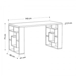 meg-GP037-0094,1-2 ΓΡΑΦΕΙΟ ΕΡΓΑΣΙΑΣ LABIRENT MEGAPAP ΑΠΟ ΜΕΛΑΜΙΝΗ ΧΡΩΜΑ ΑΝΘΡΑΚΙ - ΛΕΥΚΟ 140X60X75ΕΚ