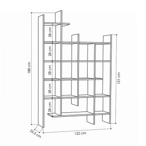meg-GP037-0102,3-2 ΒΙΒΛΙΟΘΗΚΗ ΜΕΛΑΜΙΝΗΣ MANCO MEGAPAP ΧΡΩΜΑ ΛΕΥΚΟ 122X25,5X188ΕΚ.
