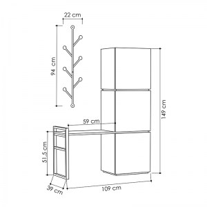 meg-GP037-0105,1-3 ΕΠΙΠΛΟ ΕΙΣΟΔΟΥ ΜΕ ΚΡΕΜΑΣΤΡΑ MELLO MEGAPAP ΑΠΟ ΜΕΛΑΜΙΝΗ ΧΡΩΜΑ ΑΝΘΡΑΚΙ 109X39X149ΕΚ.