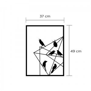 meg-GP037-0114-2 ΔΙΑΚΟΣΜΗΤΙΚΟ ΤΟΙΧΟΥ BIRDS ON WIRE MEGAPAP ΜΕΤΑΛΛΙΚΟ ΧΡΩΜΑ ΜΑΥΡΟ 37X3X49ΕΚ.