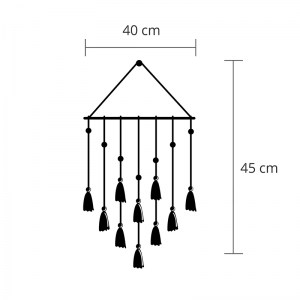 meg-GP037-0123-2 ΔΙΑΚΟΣΜΗΤΙΚΟ ΤΟΙΧΟΥ TASSEL MEGAPAP ΜΕΤΑΛΛΙΚΟ ΧΡΩΜΑ ΜΑΥΡΟ 32,6X3X60ΕΚ.