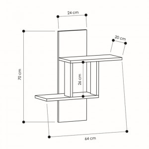 meg-GP037-0128,3-2 ΡΑΦΙΕΡΑ ΤΟΙΧΟΥ MILL MEGAPAP ΜΕΛΑΜΙΝΗΣ ΧΡΩΜΑ ΛΕΥΚΟ 64X20X70ΕΚ.