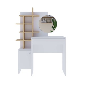 meg-GP037-0133,1-4 ΤΟΥΑΛΕΤΑ ΜΕ ΚΑΘΡΕΠΤΗ MUP MEGAPAP ΑΠΟ ΜΕΛΑΜΙΝΗ ΧΡΩΜΑ ΛΕΥΚΟ - ΦΥΣΙΚΟ ΟΞΙΑΣ 105X35X151ΕΚ.