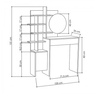 meg-GP037-0133,2-3 ΤΟΥΑΛΕΤΑ ΜΕ ΚΑΘΡΕΠΤΗ MUP MEGAPAP ΑΠΟ ΜΕΛΑΜΙΝΗ ΧΡΩΜΑ ΛΕΥΚΟ 105X35X151ΕΚ.