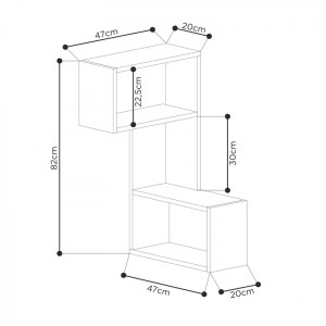 meg-GP037-0154,1-2 ΡΑΦΙΕΡΑ ΤΟΙΧΟΥ ΓΩΝΙΑΚΗ PART MEGAPAP ΜΕΛΑΜΙΝΗΣ ΧΡΩΜΑ ΑΝΘΡΑΚΙ 47X20X82ΕΚ.