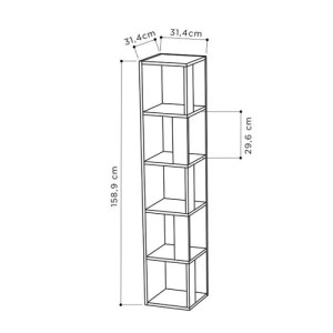 meg-GP037-0155,7-4 ΒΙΒΛΙΟΘΗΚΗ ΓΩΝΙΑΚΗ PIANO MEGAPAP ΧΡΩΜΑ ΑΝΟΙΧΤΟ ΚΑΡΥΔΙ 31,4X31,4X158,9ΕΚ.