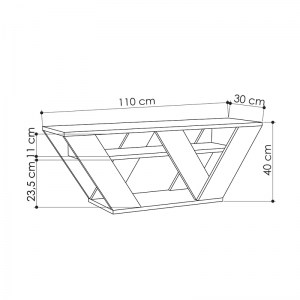 meg-GP037-0156,3-3 ΕΠΙΠΛΟ ΤΗΛΕΟΡΑΣΗΣ PIPRALLA MEGAPAP ΜΕΛΑΜΙΝΗΣ ΧΡΩΜΑ ΦΥΣΙΚΟ ΟΞΙΑΣ 110X30X40ΕΚ.