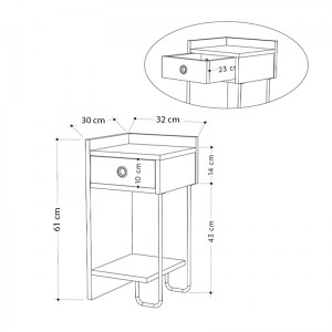 meg-GP037-0164,2-4 ΚΟΜΟΔΙΝΟ ΜΕΛΑΜΙΝΗΣ SIRIUS MEGAPAP ΑΡΙΣΤΕΡΟ ΧΡΩΜΑ ΛΕΥΚΟ 32X30X61ΕΚ.