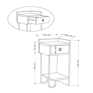 meg-GP037-0165,1-6 ΚΟΜΟΔΙΝΟ SIRIUS MEGAPAP ΔΕΞΙ ΧΡΩΜΑ ΦΥΣΙΚΟ ΟΞΙΑΣ 32X30X61ΕΚ.