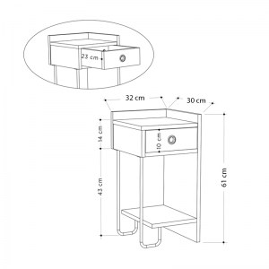 meg-GP037-0165,2-4 ΚΟΜΟΔΙΝΟ ΜΕΛΑΜΙΝΗΣ SIRIUS MEGAPAP ΔΕΞΙ ΧΡΩΜΑ ΛΕΥΚΟ 32X30X61ΕΚ.