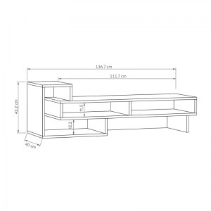 meg-GP037-0172,3-3 ΕΠΙΠΛΟ ΤΗΛΕΟΡΑΣΗΣ TETRA MEGAPAP ΜΕΛΑΜΙΝΗΣ ΧΡΩΜΑ ΓΚΡΙ ΡΕΤΡΟ 136,7X40X42ΕΚ.