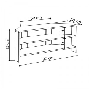 meg-GP037-0173,2-3 ΕΠΙΠΛΟ ΤΗΛΕΟΡΑΣΗΣ ΓΩΝΙΑΚΟ THALES MEGAPAP ΜΕΛΑΜΙΝΗΣ ΧΡΩΜΑ ΛΕΥΚΟ 110X36X45ΕΚ.