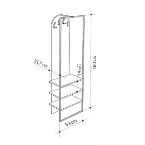 meg-GP037-0193,1-6 ΕΠΙΠΛΟ ΕΙΣΟΔΟΥ ARCHY MEGAPAP ΑΠΟ ΜΕΛΑΜΙΝΗ - ΜΕΤΑΛΛΟ ΧΡΩΜΑ SAPPHIRE OAK 53X31,7X180ΕΚ.