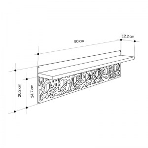 meg-GP037-0197,1-4 ΚΡΕΜΑΣΤΡΑ ΤΟΙΧΟΥ NOVO MEGAPAP ΑΠΟ  ΜΕΤΑΛΛΟ - ΜΕΛΑΜΙΝΗ ΧΡΩΜΑ SAPPHIRE OAK - ΜΑΥΡΟ 80X12,2X20ΕΚ.