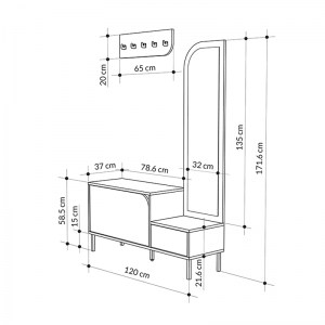 meg-GP037-0201,1-5 ΕΠΙΠΛΟ ΕΙΣΟΔΟΥ MILA MEGAPAP ΜΕ ΚΡΕΜΑΣΤΡΑ ΧΡΩΜΑ ΑΝΟΙΧΤΟ ΚΑΦΕ 120X37X171,6ΕΚ.