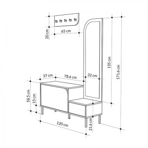 meg-GP037-0201,2-4 ΕΠΙΠΛΟ ΕΙΣΟΔΟΥ MILA MEGAPAP ΜΕ ΚΡΕΜΑΣΤΡΑ ΧΡΩΜΑ SANDSTONE120X37X171,6ΕΚ.