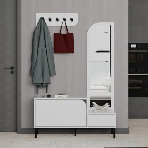 meg-GP037-0201,3-0 ΕΠΙΠΛΟ ΕΙΣΟΔΟΥ MILA MEGAPAP ΜΕ ΚΡΕΜΑΣΤΡΑ ΧΡΩΜΑ ΛΕΥΚΟ 120X37X171,6ΕΚ.