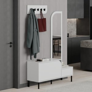 meg-GP037-0201,3-2 ΕΠΙΠΛΟ ΕΙΣΟΔΟΥ MILA MEGAPAP ΜΕ ΚΡΕΜΑΣΤΡΑ ΧΡΩΜΑ ΛΕΥΚΟ 120X37X171,6ΕΚ.
