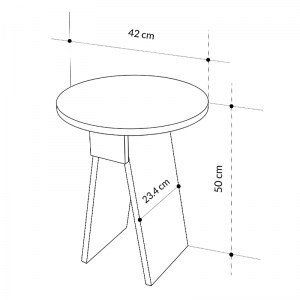 meg-GP037-0215,1-4 ΒΟΗΘΗΤΙΚΟ ΤΡΑΠΕΖΑΚΙ CHEN MEGAPAP ΧΡΩΜΑ ΓΚΡΙ ΡΕΤΡΟ Φ42X50ΕΚ.