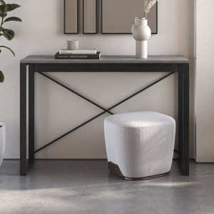 meg-GP037-0223,1-1 ΚΟΝΣΟΛΑ ARCHIE MEGAPAP ΧΡΩΜΑ ΓΚΡΙ ΡΕΤΡΟ - ΜΑΥΡΟ 110X35X75ΕΚ.