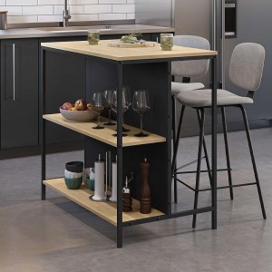 meg-GP037-0224,1-0 ΤΡΑΠΕΖΙ ΜΠΑΡ DETROIT MEGAPAP ΧΡΩΜΑ SAPPHIRE OAK - SILKY BLACK 100X60X95ΕΚ.