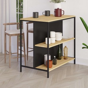 meg-GP037-0224,1-2 ΤΡΑΠΕΖΙ ΜΠΑΡ DETROIT MEGAPAP ΧΡΩΜΑ SAPPHIRE OAK - SILKY BLACK 100X60X95ΕΚ.