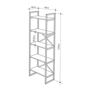 meg-GP037-0225,1-3 ΒΙΒΛΙΟΘΗΚΗ DUSAN MEGAPAP ΧΡΩΜΑ SEPET OAK 58X30X175ΕΚ.