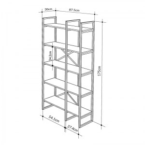 meg-GP037-0226,1-3 ΒΙΒΛΙΟΘΗΚΗ DUSAN MEGAPAP ΧΡΩΜΑ SEPET OAK 87,5X30X175ΕΚ.