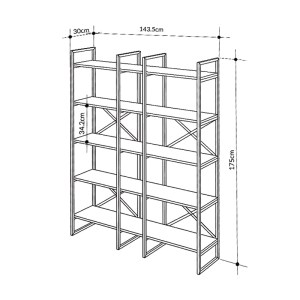 meg-GP037-0227,1-3 ΒΙΒΛΙΟΘΗΚΗ DUSAN MEGAPAP ΧΡΩΜΑ SEPET OAK 143,5X30X175ΕΚ.