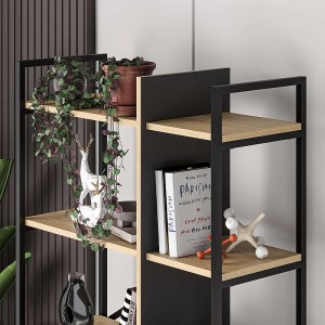 meg-GP037-0229,1-1 ΒΙΒΛΙΟΘΗΚΗ DETROIT MEGAPAP ΧΡΩΜΑ SAPPHIRE OAK - SILKY BLACK 87,5X35,2X175ΕΚ.